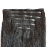 Ultra Thin Straight Seamless PU Clip In Hair Extension Virgin Human Wefts Set