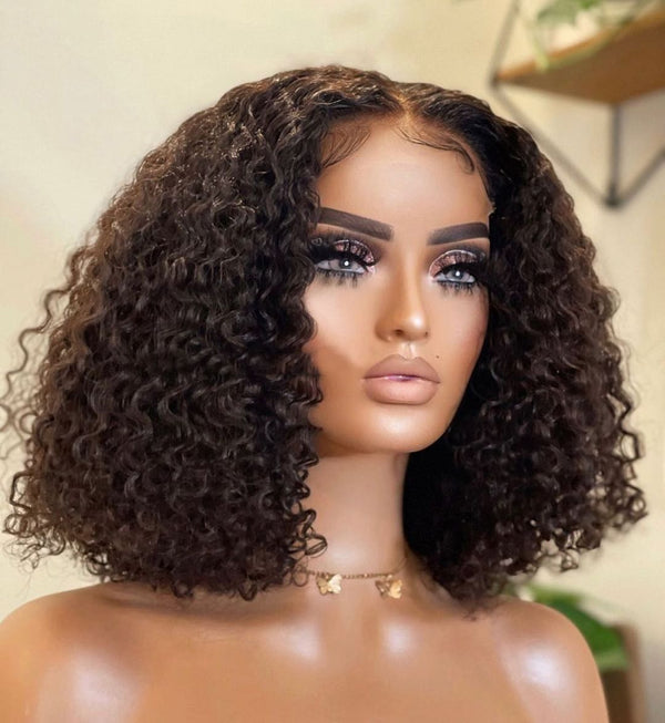 Mona| Preplucked Virgin Human Hair BOB  Lace  Wig| Deep Curly