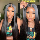 6x5 Drawstring Glueless Transparent Lace Closure Wig Straight