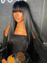{Clearance} Preplucked Virgin Human Hair Lace Wig With Bang
