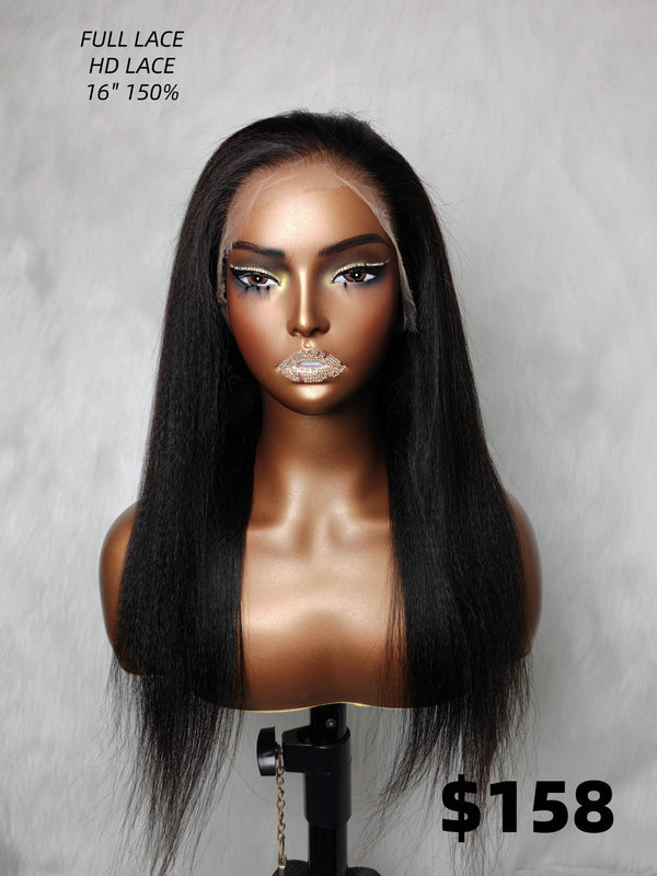 {LAST-PIECE-CLEARANCE} Skin Melt Full Lace Invisible Strap Yaki Human Hair Wig