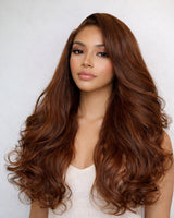 13x4/13x6 Brown/Ginger Highlight Pre-Plucked Human Hair Lace Frontal Wavy Wig