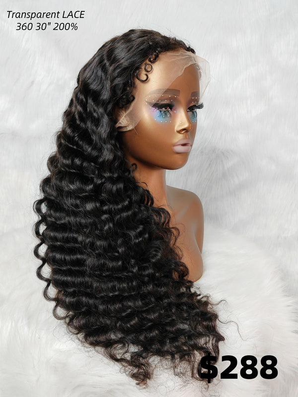 {LAST-PIECE-CLEARANCE} 360 Transparent Lace Wig Human Hair Loose Wave 200% Curly Edge
