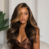 13x6 / 9x6 Fitted Cap Side Part Ombre Highlight Wavy Lace Front Wig