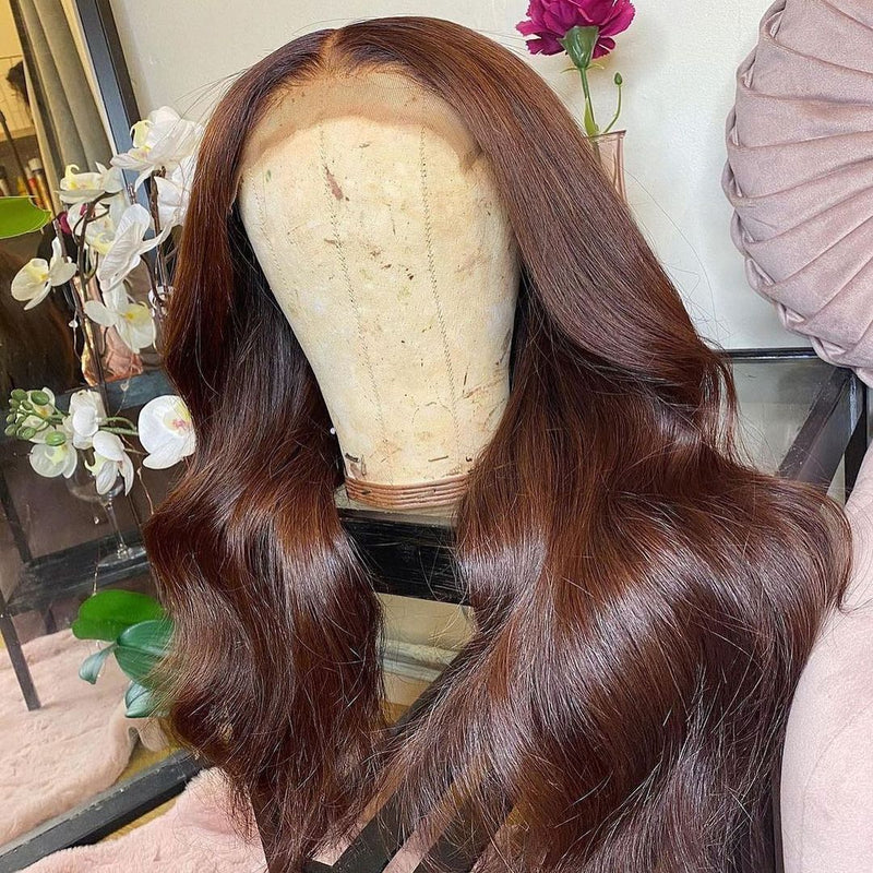CLEARANCE 4X4/13x4 Transparent Lace Wig 250% Human Hair Wig Brown
