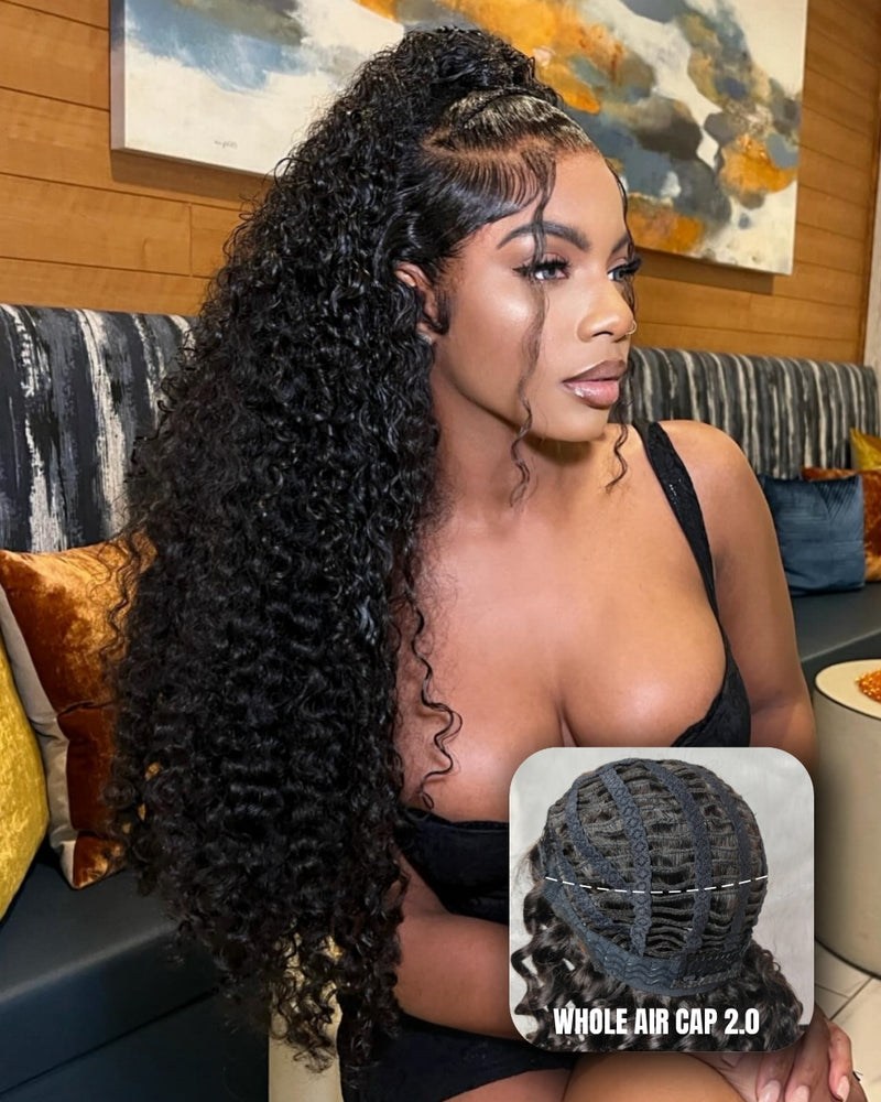 Upgraded Air Cap KNOT-FREE 5x5/13x6 Skin Melt Lace Human Hair Wig Burmese Curls