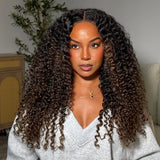 Upgraded 13x6 Fitted Cap Glueless Skin Melt Lace Front Wig Ombre Brown Burmese Curls