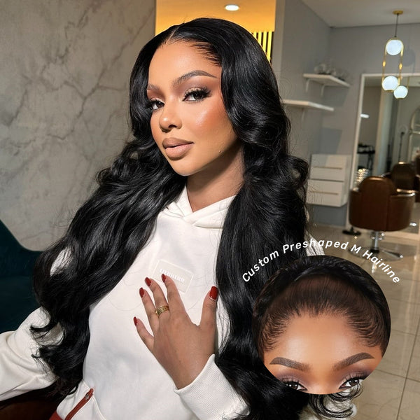 New Custom Preshaped M Hairline 13x6 Skin Melt Lace Front Wig