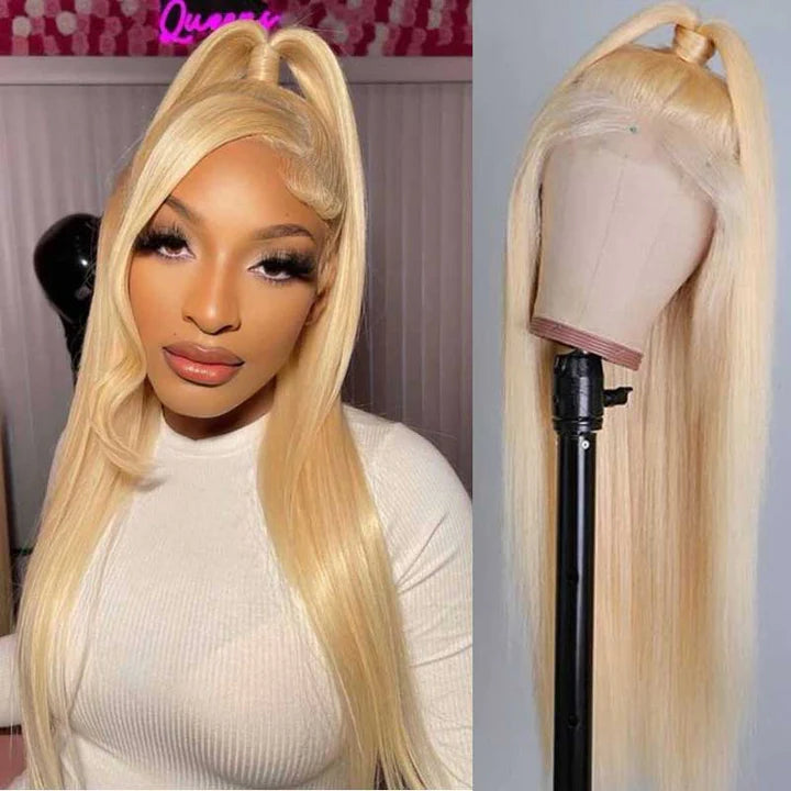 613 Blonde Preplucked Human Hair 360 Lace Wig