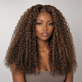 13x4/13x6 Ombre Highlight Curly Pre-Plucked Human Hair Lace Frontal Wig