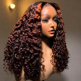 13x4/13x6 Ginger Highlight Pre-Plucked Human Hair Lace Frontal Burmese Curly Wig