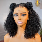 13x6 Curly Bob Wig 250% Preplucked Human Hair Lace Front  Wigs