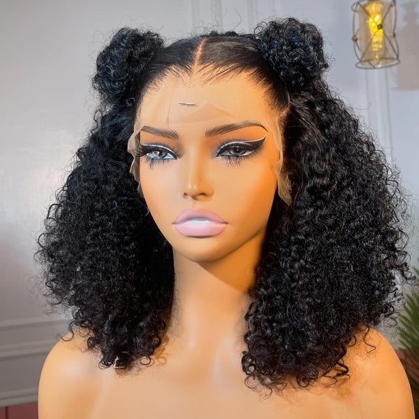 13x6 Curly Bob Wig 250% Preplucked Human Hair Lace Front  Wigs