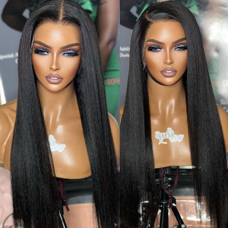 {BLACK FRIDAY 55% OFF} 13x4 Lace Front Yaki Virgin Human Hair Wigs