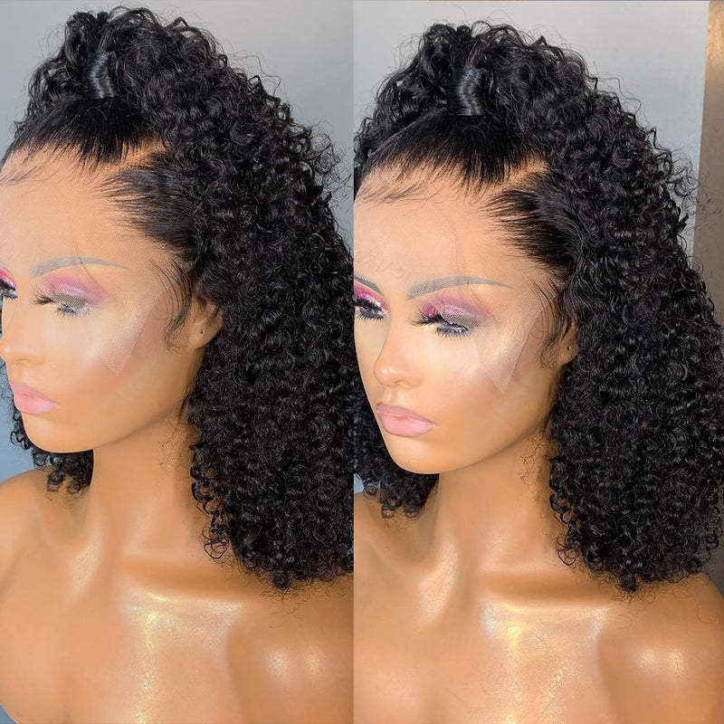 {BLACK FRIDAY 55% OFF} 13x4 Lace Front Straight Kinky Curly Bob Virgin Human Hair Wigs