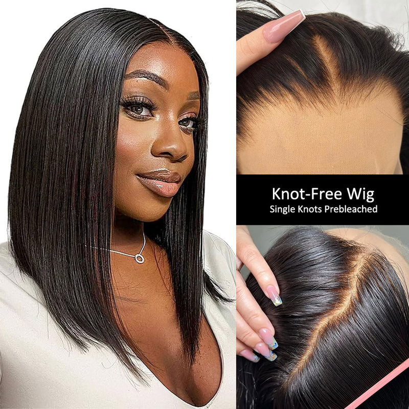 KNOT-FREE - 13x6 Skin Melt Lace Preplucked Human Hair Frontal Wig | Bob