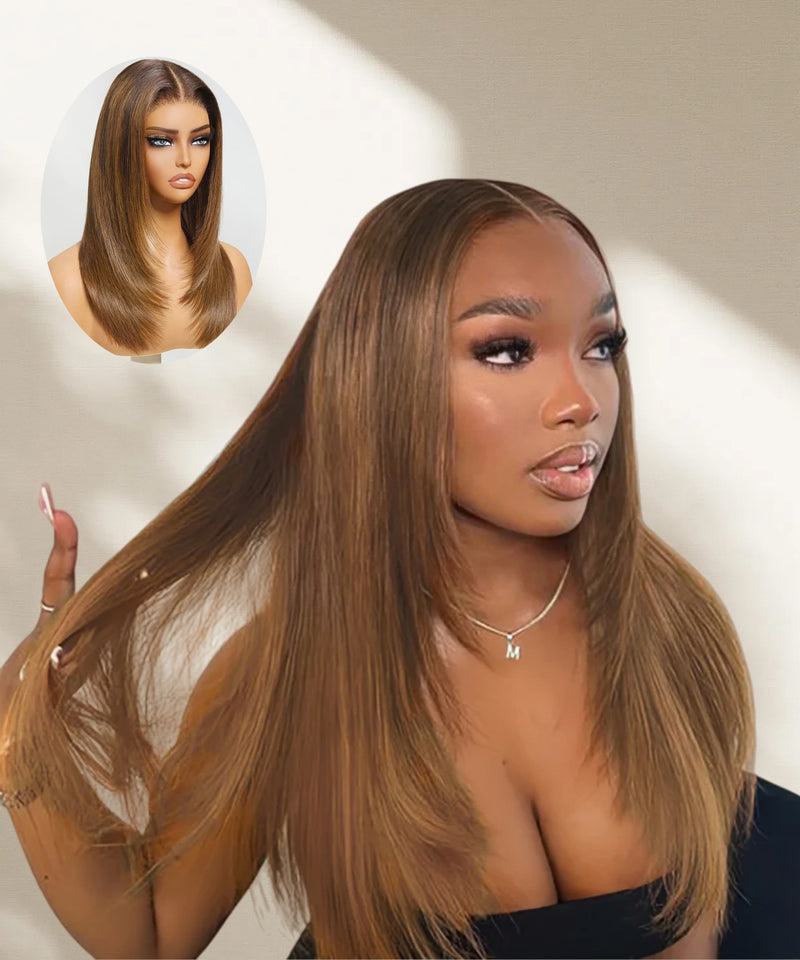 9x6/13X6 Fitted Cap Glueless Drawstring Layered Ombre Lace Wig