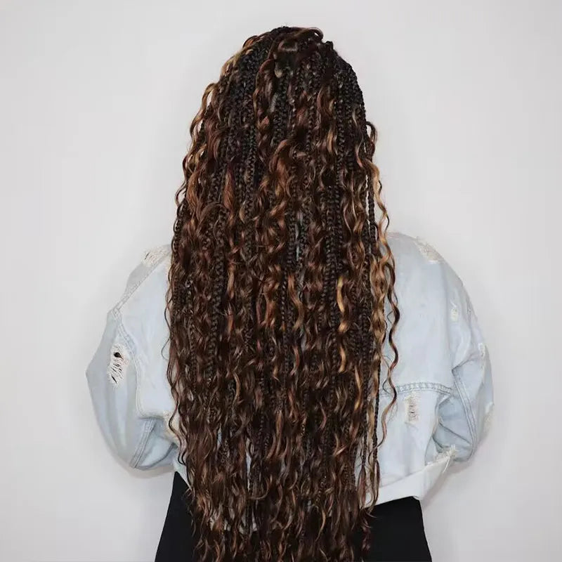 Mix Color #4/#27/#30 Bulk Hair Human Hair Extension For Boho Knotless Braiding Deep Wave