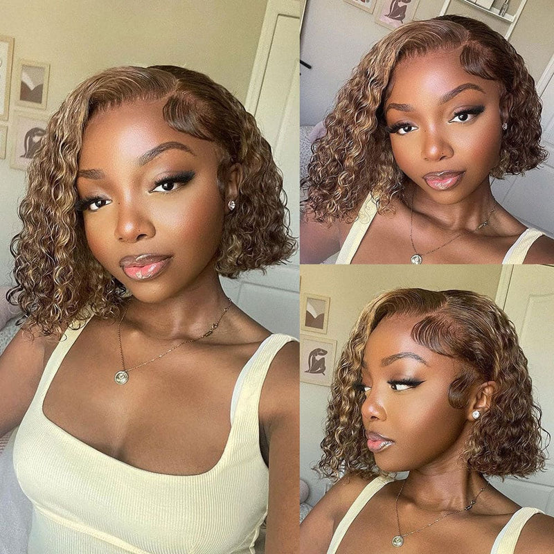 Imana | 13x6 Virgin Human Hair Highlight Curly Bob Lace Front Wig