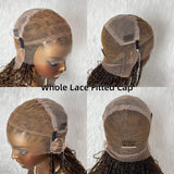 Boho Knotless Braids Box Braided Ombre Brown Full Lace Human Hair Blend Invisible Strap Wig