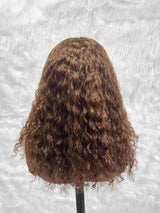 {LAST-PIECE-CLEARANCE}  Skin Melt Lace 360 Invisible Strap Brown Human Hair Water Wave Wig