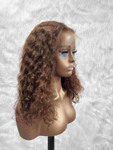 {LAST-PIECE-CLEARANCE}  Skin Melt Lace 360 Invisible Strap Brown Human Hair Water Wave Wig