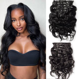 Ultra Thin Body Wave Seamless PU Clip In Hair Extension Virgin Human Wefts Set