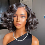 360 Lace Invisible Strap Pre-Cut 250% Density Preplucked Human Hair Bob Wig Body Wave