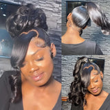 Invisible Strap 360 Skin Melt Lace Wig 2.0 Precut Lace Knot-Free Human Hair Frontal Wig Body Wave
