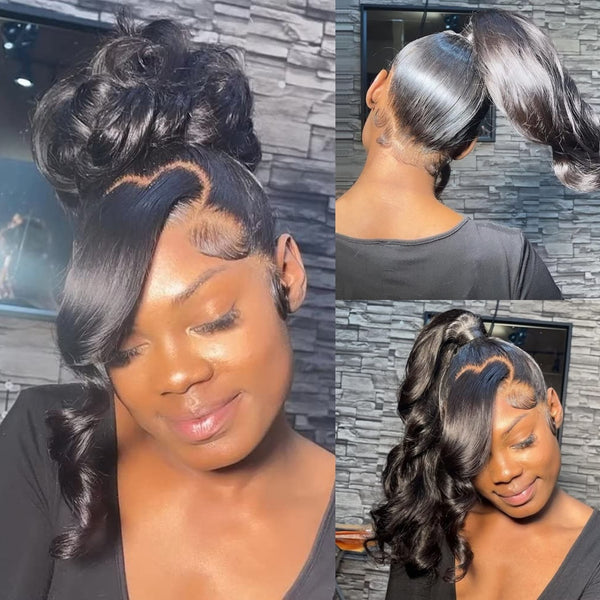 Invisible Strap 360 Skin Melt Lace Wig 2.0 Precut Lace Knot-Free Human Hair Frontal Wig Body Wave