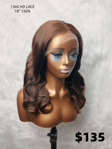 {LAST-PIECE-CLEARANCE} 13x6 Skin Melt Lace Human Hair Front Wig Body Wave Brown