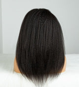 Flip Over Half Wig with Drawstring Kinky Straight Glueless Human Hair Wig