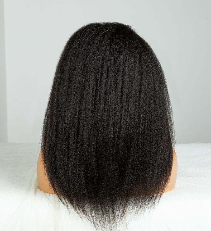 Flip Over Half Wig with Drawstring Kinky Straight Glueless Human Hair Wig