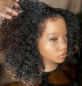 Natural Curly/4C Edge Skin Melt Lace Frontal Wig Afro Kinky Curly