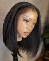 Ciani | 13x4 Full Frontal Human Hair Light Yaki BOB Lace  Wig | Fluffy Edge