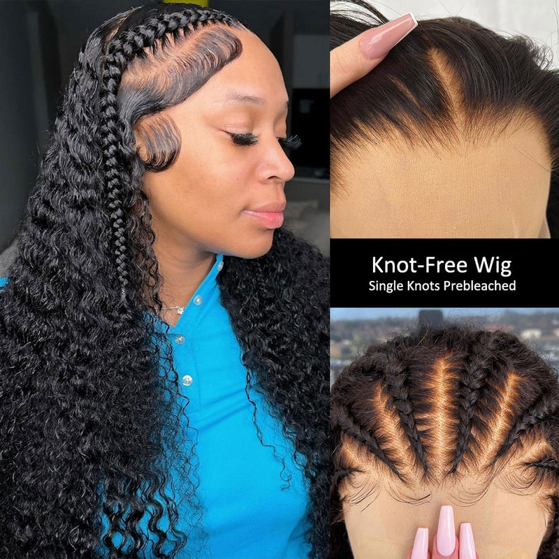 KNOT-FREE - 13x6 Skin Melt Lace Preplucked Human Hair Frontal Wig | Curly