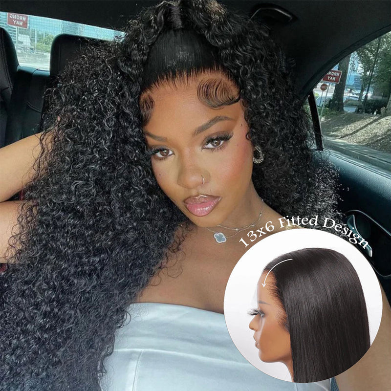 New 13x6 Fitted Cap Glueless Skin Melt Lace Front Wig Curly