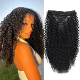 Clip In Hair Extension Curly Glueless Virgin Human Wefts Set