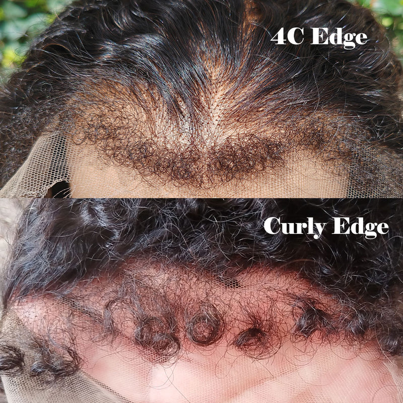 Curly Edge Natural 4C Edge 13x6 Skin Melt Lace Frontal Wig Burmese Curls