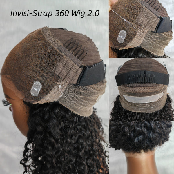 Invisible Strap 360 Skin Melt Lace Wig 2.0 Precut Lace Knot-Free Human Hair Frontal Wig Burmese Curls