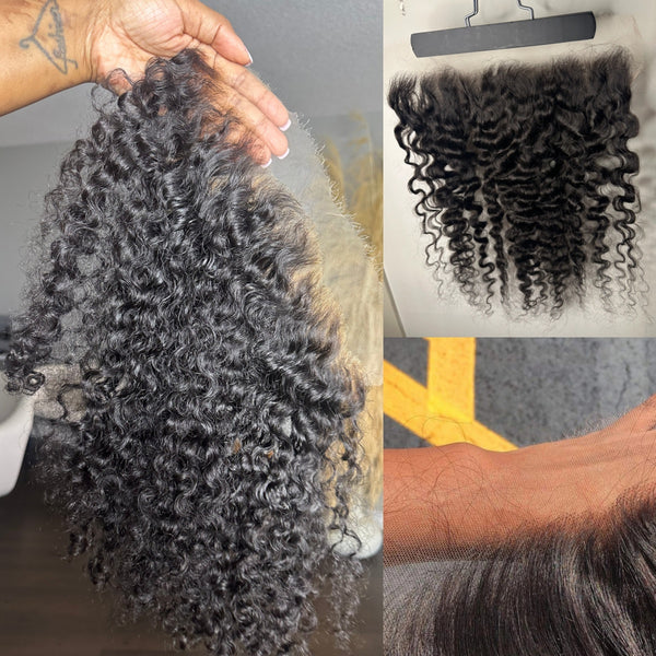 Skin Melt Lace Pre-Plucked Delicate Hairline 13x4 Lace Frontal Burmese Curls/Curly (Not Wig)
