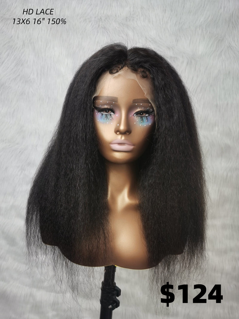 {LAST-PIECE-CLEARANCE}  Skin Melt Lace 13X6 Curly Edge Human Hair Kinky Wig
