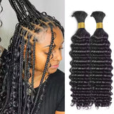 Deep Wave Bulk Hair Human Hair Extension For Boho Knotless Braiding