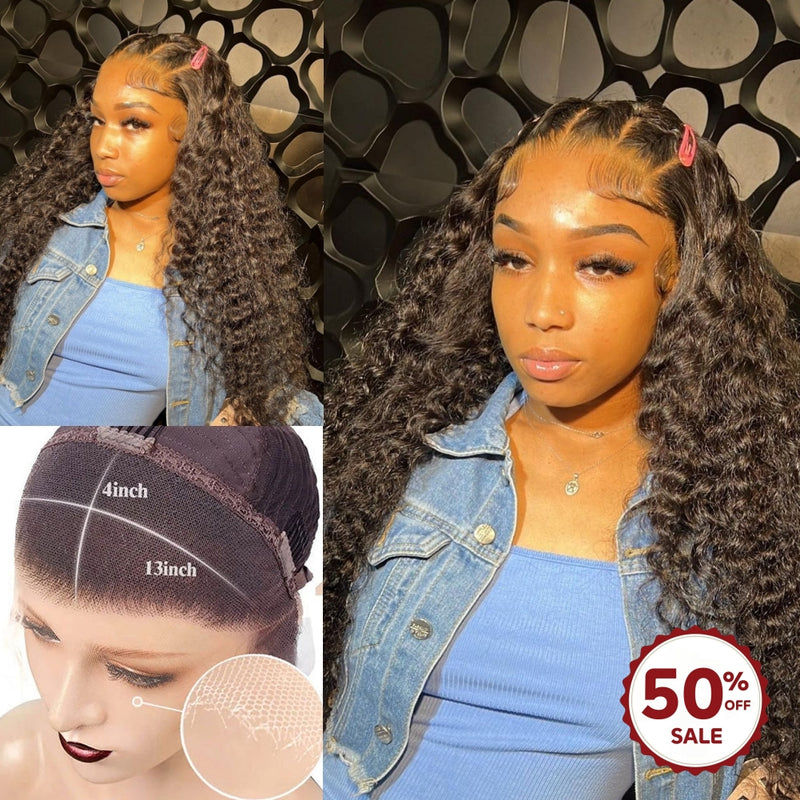 {50% Off} HD Lace 13x4 Skin Melt Lace 30" Full Frontal Deep Wave Human Hair Wig