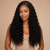 6x5 Drawstring Glueless Transparent Lace Closure Wig Deep Wave