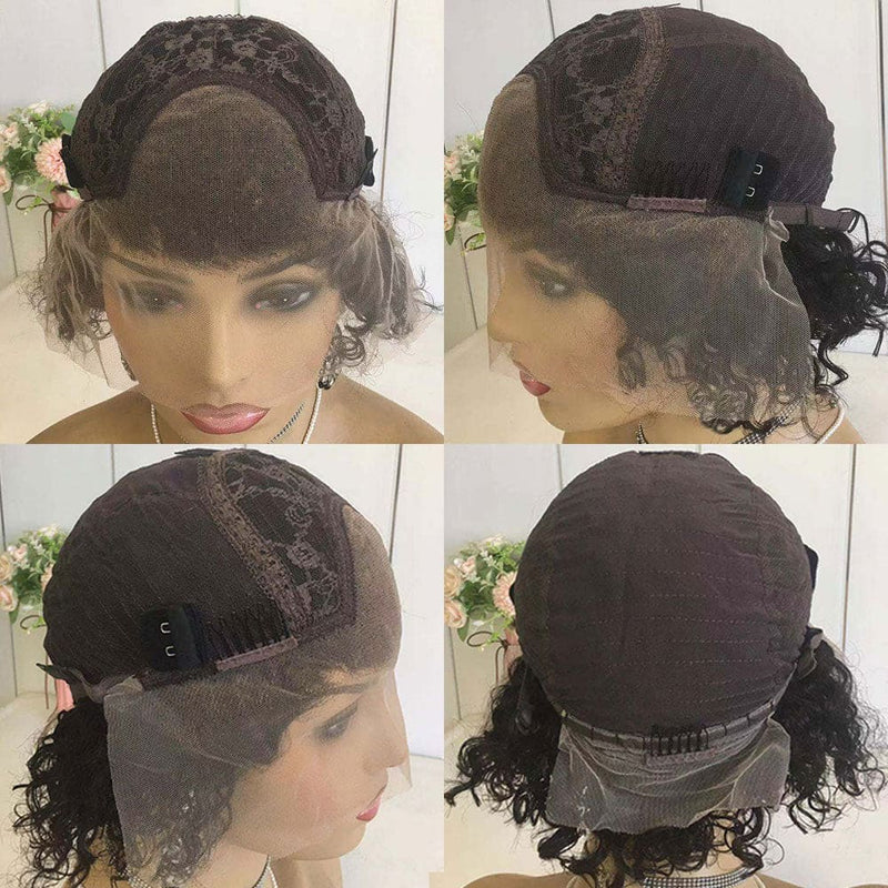 {50% Off} #2 Brown 13x4 Curly Bob Human Hair Lace Front Wig