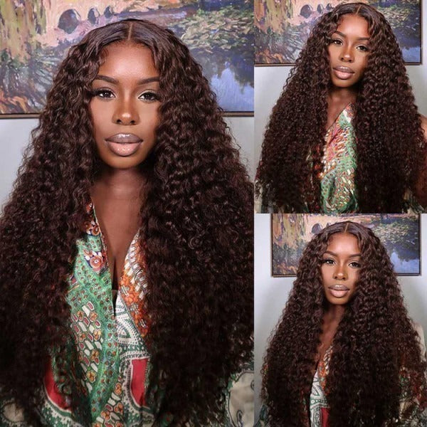 KNOT-FREE - 13x6 Skin Melt Lace Preplucked Human Hair Frontal Wig | Brown Curls
