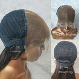 9x6/13x6 Fitted Cap Human Hair Preplucked Highlight Yaki Wavy Wig