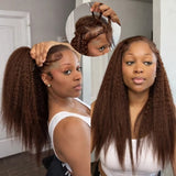 Soft Feather Crochet Braid Brown Kinky Straight Human Hair Extensions