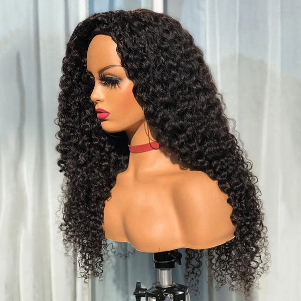 Flip Over Half Wig with Drawstring Burmese Curls Glueless Human Hair Wig